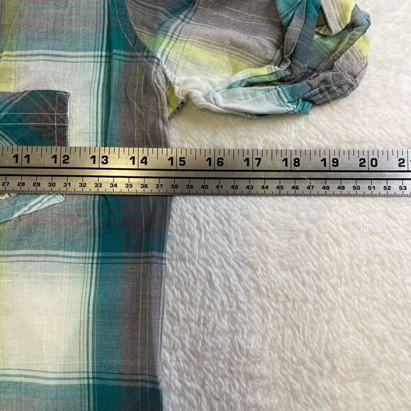 Small Tartan Blouse Blue-Green White and Yellow Billabong Blouse - Picture 8 of 13
